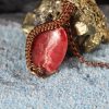 Red stone wire wrapped pendant