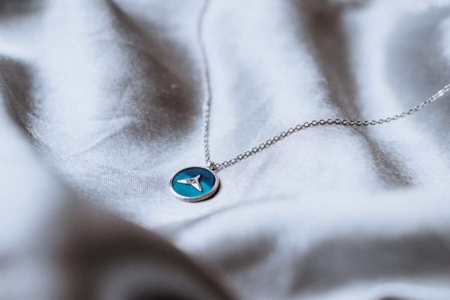 Sterling Silver Enamel Fish Minimalist Necklace