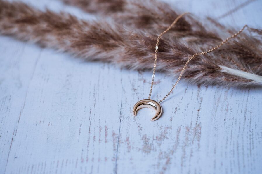 Sterling Silver Smooth Moon Minimalist Necklace