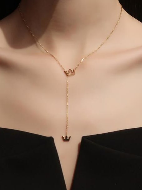 Two Crown Lariat Necklace