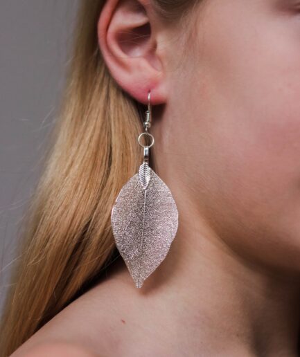 Silver leaves earrings