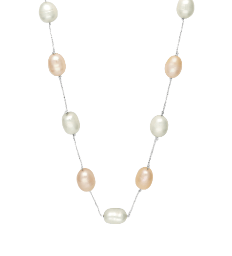 Long Necklace Beaded With Fresh Water Pearls