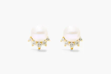 Crown Pearl Earrings Gold