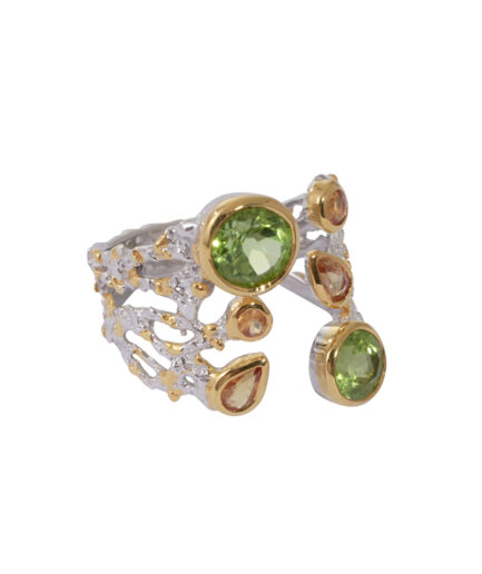 Orange Sapphires and Peridots Ring