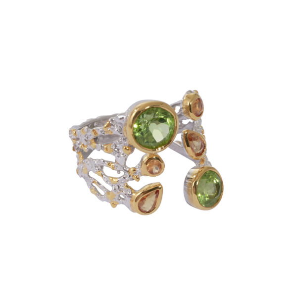 Orange Sapphires and Peridots Ring