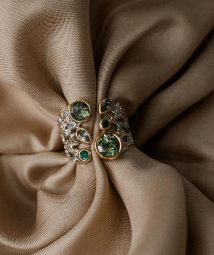 Emeralds and Peridots silver Ring